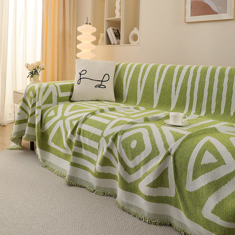 Sofa Throw – Tribal Print – Sage Mist