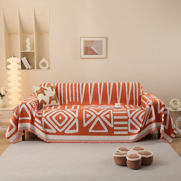 Sofa Throw – Tribal Print – Terracotta