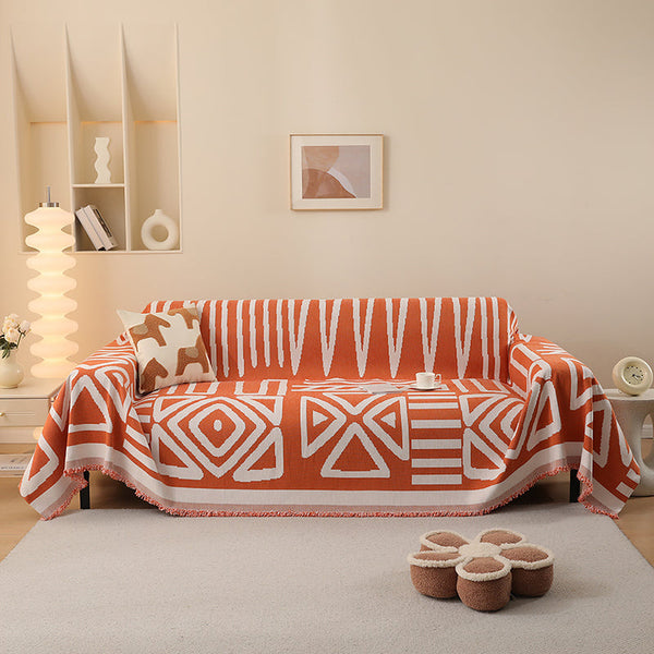Sofa Throw – Tribal Print – Terracotta