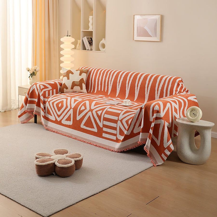 Sofa Throw – Tribal Print – Terracotta