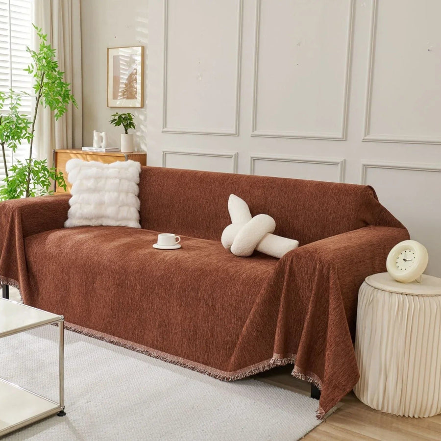 Sofa Throw – Velvet – Auburn Brown