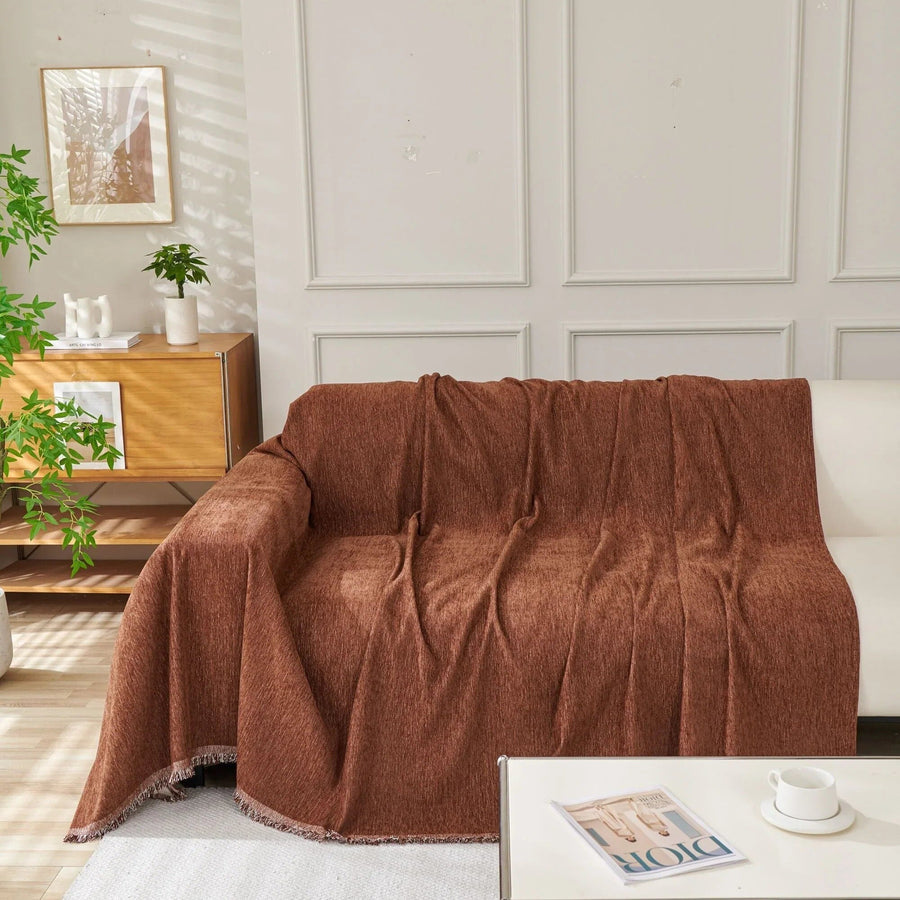 Sofa Throw – Velvet – Auburn Brown