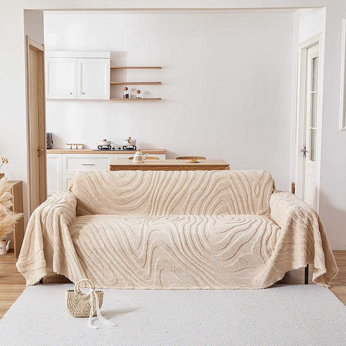 Sofa Throw – Velvet – Bouclé Sand