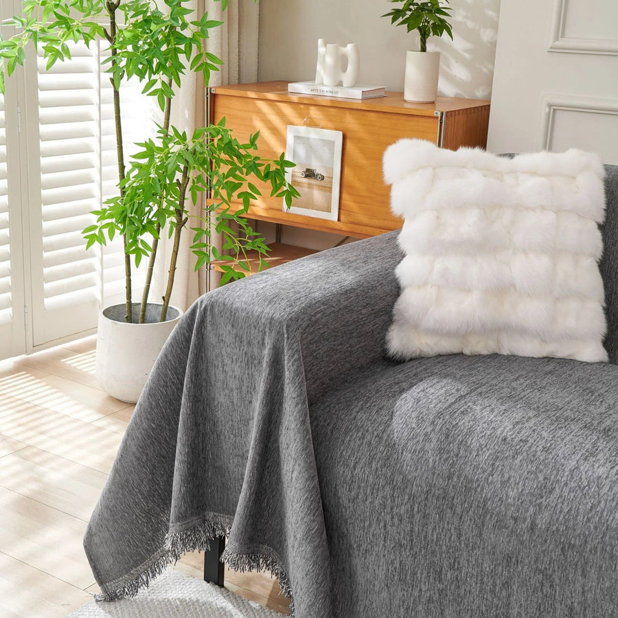 Sofa Throw – Velvet – Charcoal