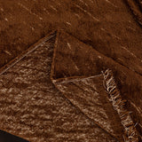 Auburn Brown Velvet Embossed sofa throw, woven texture in close-up