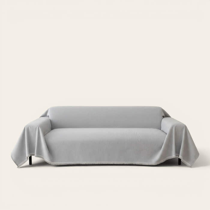 Sofa Throw – Velvet – Pearl Grey