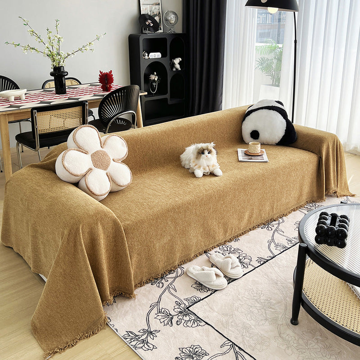 Sofa Throw – Velvet Plush – Caramel
