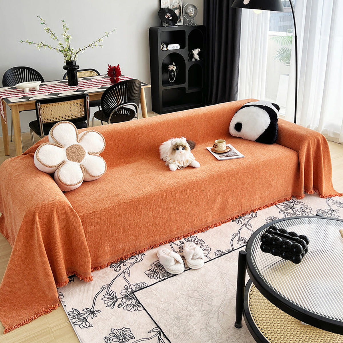 Sofa Throw – Velvet – Terracotta