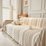 Sofa Throw – Vertical Stripe – Bouclé Sand
