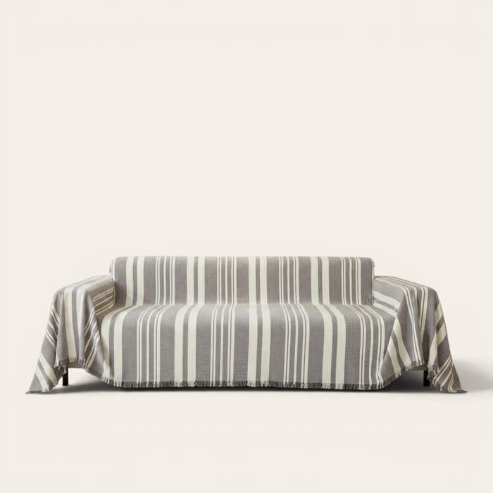 Sofa Throw – Vertical Stripe – Charcoal
