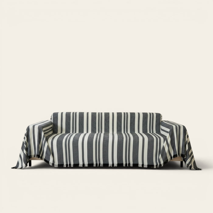 Sofa Throw – Vertical Stripe – Ink Black