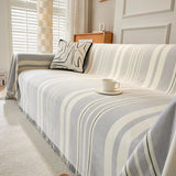 Sofa Throw – Vertical Stripe – Pearl Grey