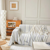 Sofa Throw – Vertical Stripe – Pearl Grey