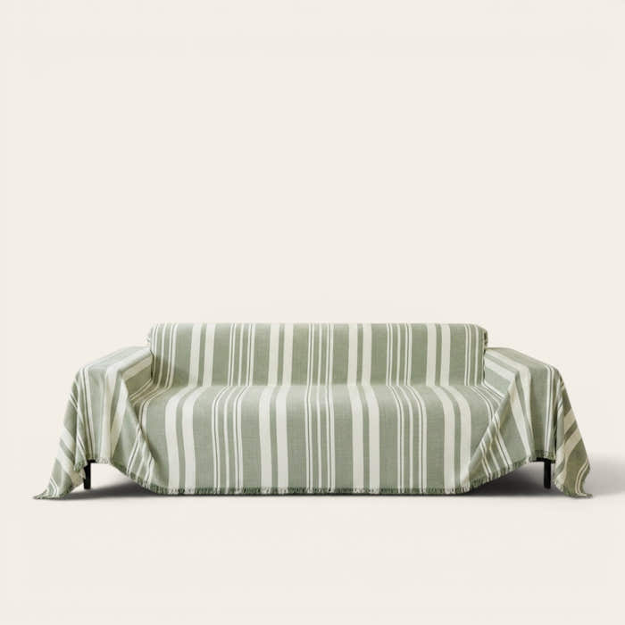 Sofa Throw – Vertical Stripe – Sage Mist