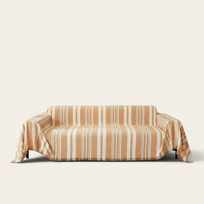 Sofa Throw – Vertical Stripe – Terracotta