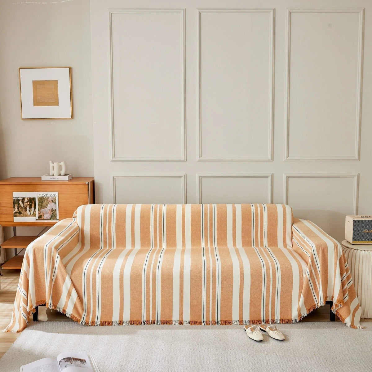 Sofa Throw – Vertical Stripe – Terracotta