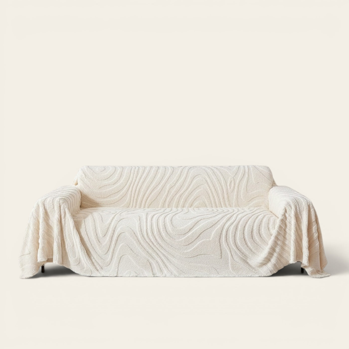 Sofa Throw – Wave Embossed – Ivory Cream