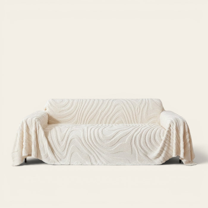 Sofa Throw – Wave Embossed – Ivory Cream