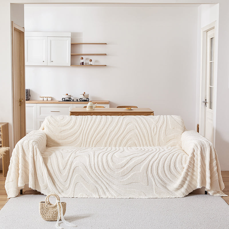Sofa Throw – Wave Embossed – Ivory Cream