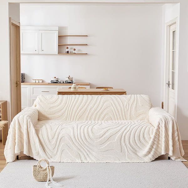Sofa Throw – Wave Embossed – Ivory Cream