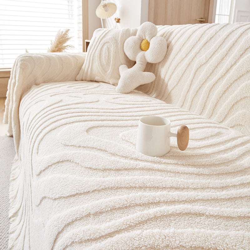 Sofa Throw – Wave Embossed – Ivory Cream