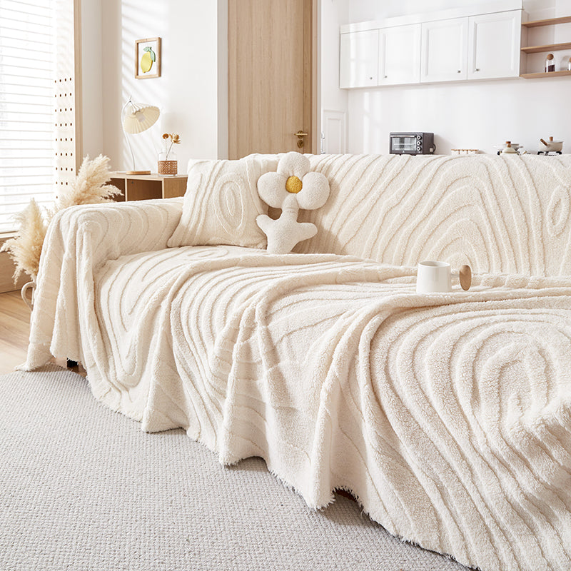 Sofa Throw – Wave Embossed – Ivory Cream