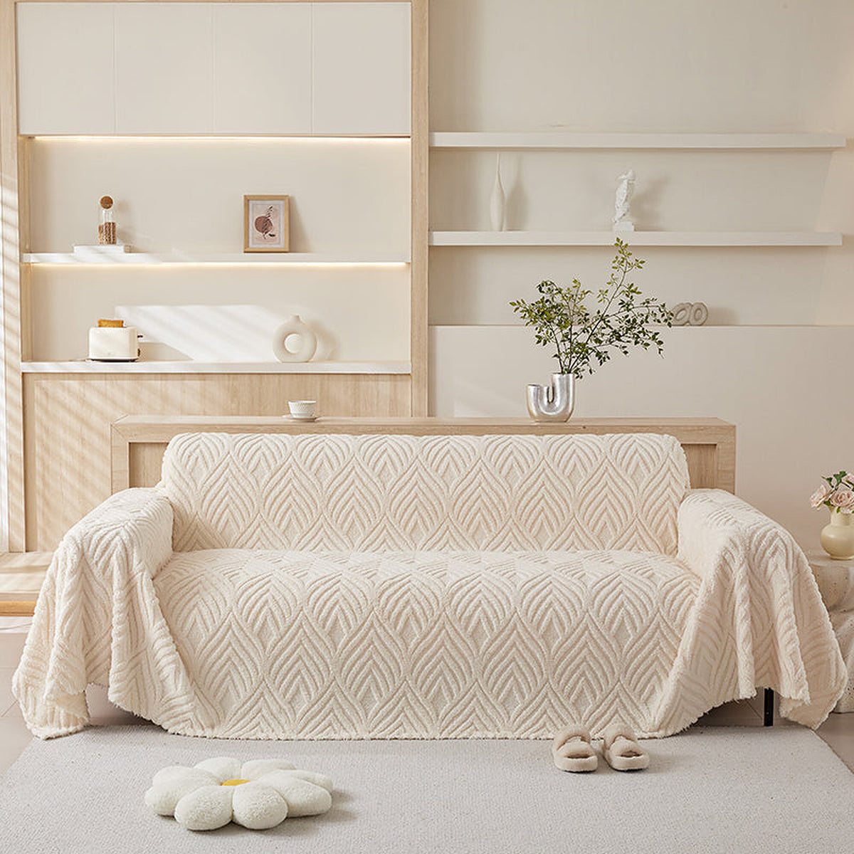 Sofa Throw – Wave Knit – Ivory Cream