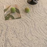 Stone Grey Wave Quilted sofa throw covering the arm and seat of a sectional, view 3