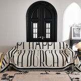 Sofa Throw – Word Print – Ivory Cream