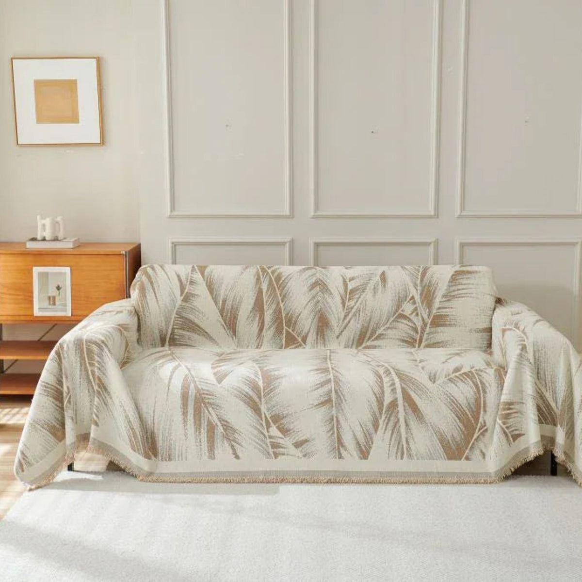 Sofa Throw – Palm Frond – Bouclé Sand