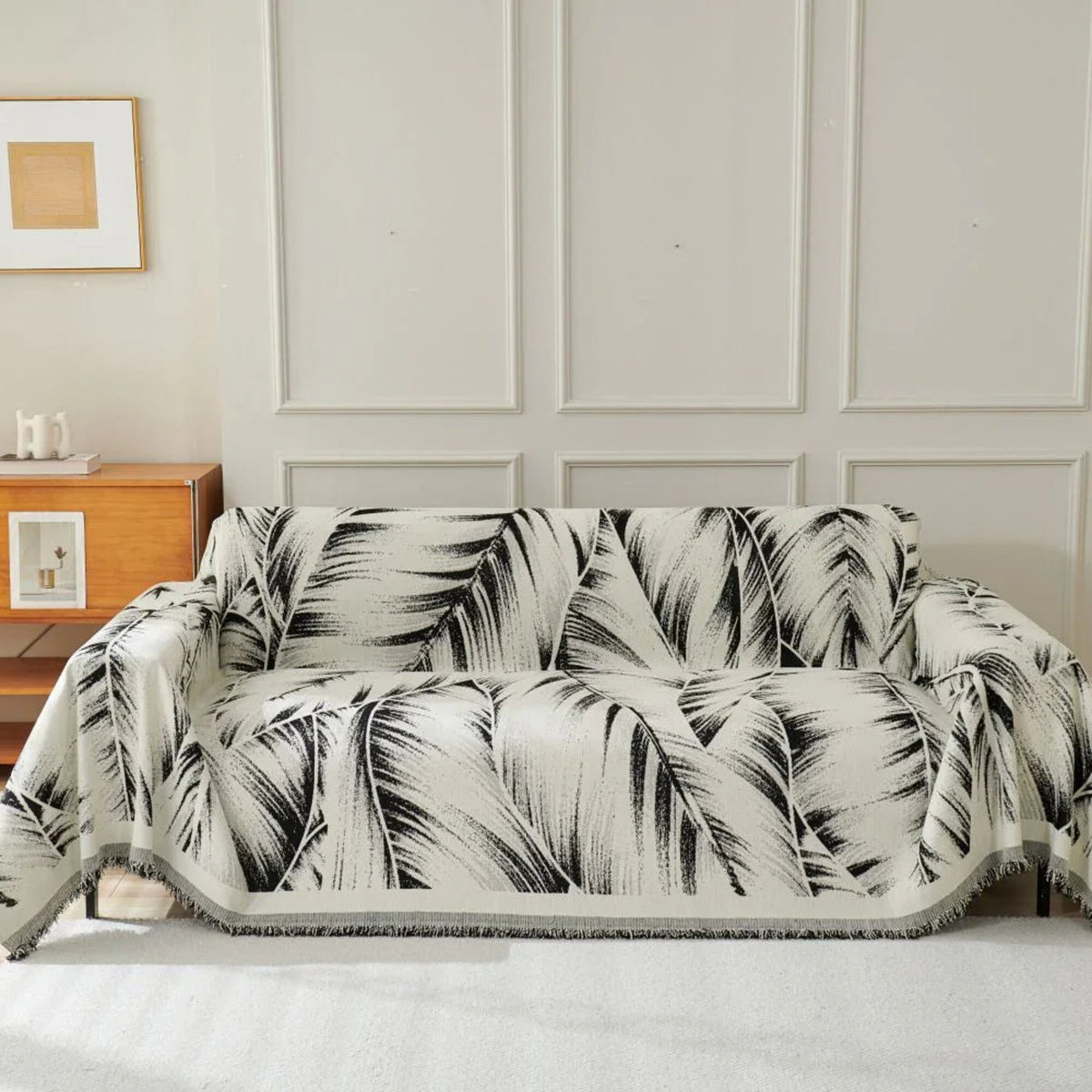 Sofa Throw – Palm Frond – Ink Black
