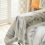 Sofa Throw – Palm Frond – Pearl Grey