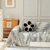 Sofa Throw – Palm Frond – Pearl Grey
