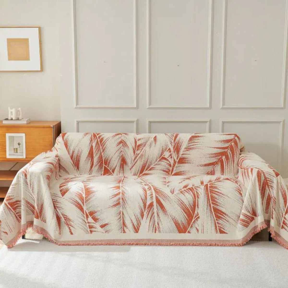Sofa Throw – Palm Frond – Terracotta