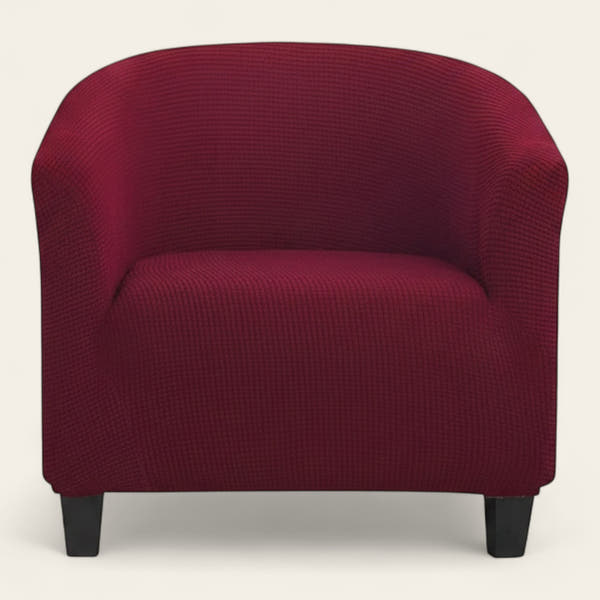 Tub Armchair Cover – Herringbone Knit – Bordeaux