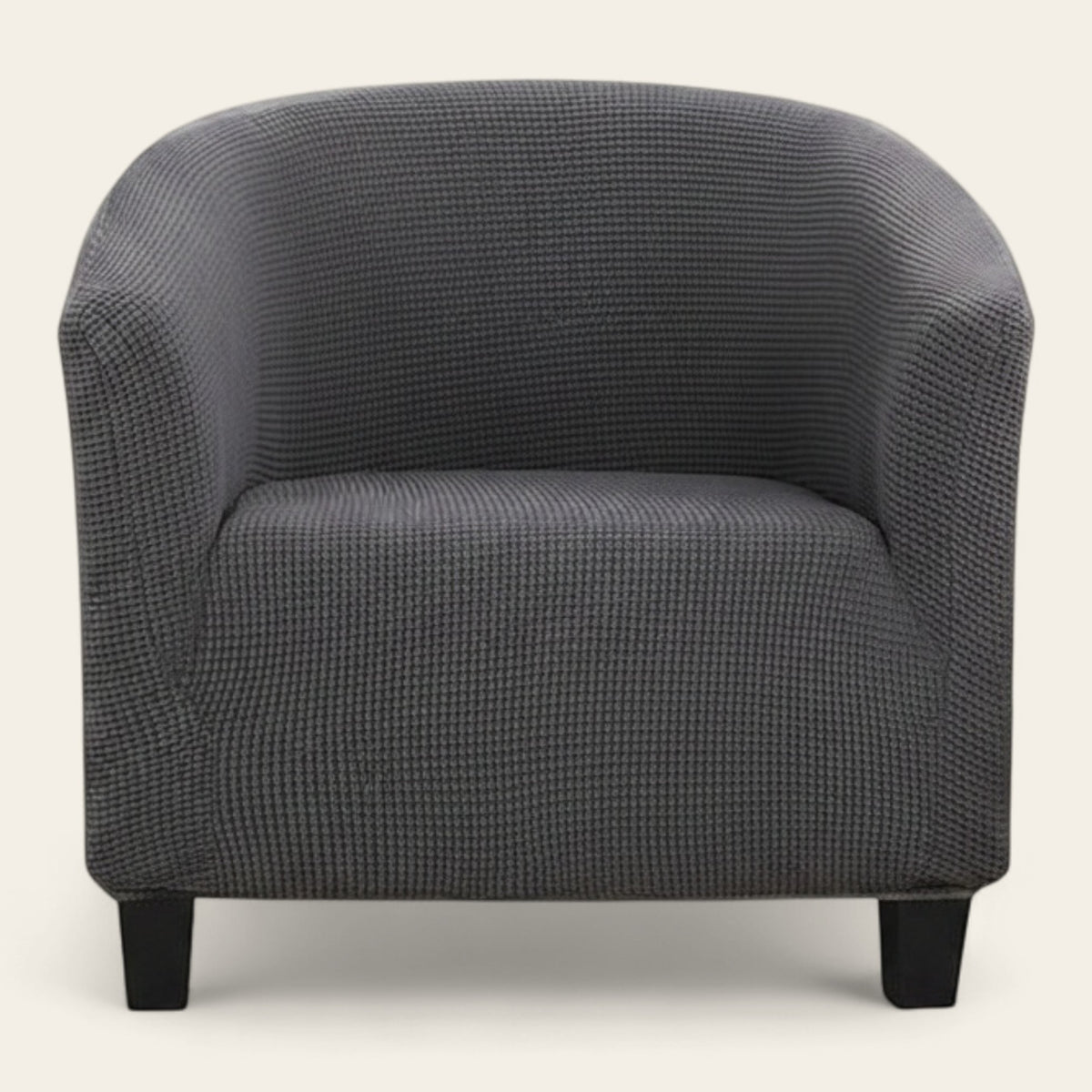 Tub Armchair Cover – Herringbone Knit – Charcoal