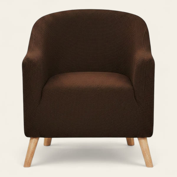 Tub Armchair Cover – Herringbone Knit – Espresso