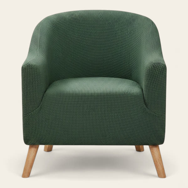 Tub Armchair Cover – Herringbone Knit – Forest