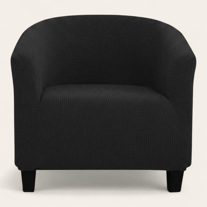 Tub Armchair Cover – Herringbone Knit – Ink Black