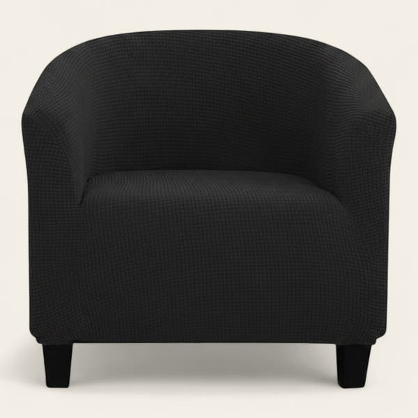 Tub Armchair Cover – Herringbone Knit – Ink Black