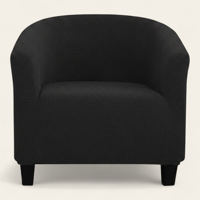 Tub Armchair Cover – Herringbone Knit – Ink Black