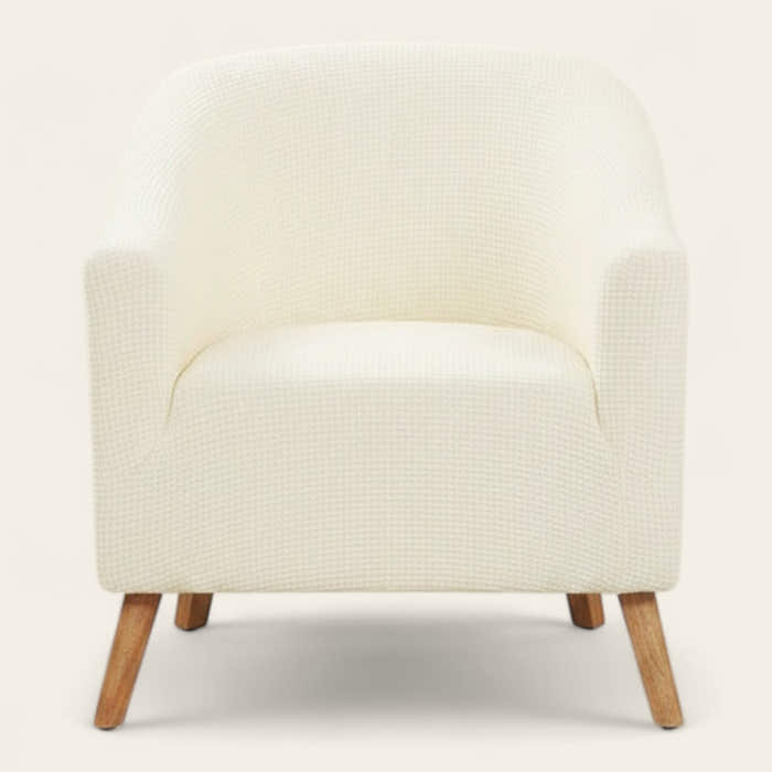 Tub Armchair Cover – Herringbone Knit – Ivory Cream