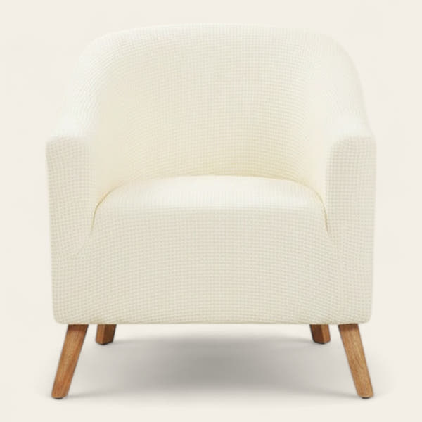 Tub Armchair Cover – Herringbone Knit – Ivory Cream