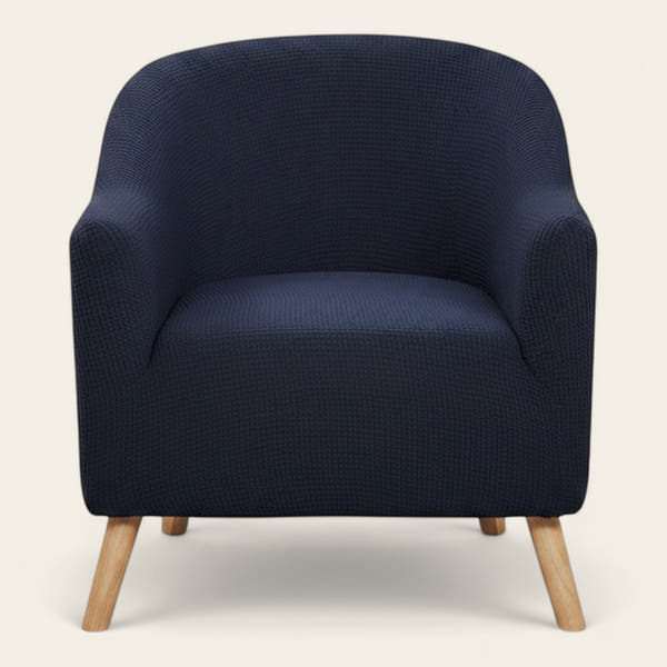 Tub Armchair Cover – Herringbone Knit – Midnight Navy
