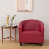 Tub Armchair Cover – Leather Look – Bordeaux