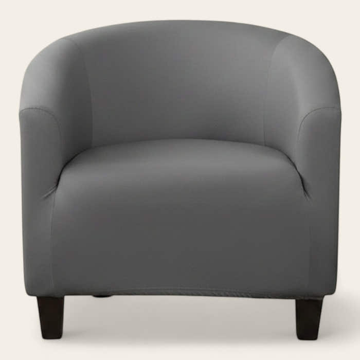 Tub Armchair Cover – Leather Look – Charcoal