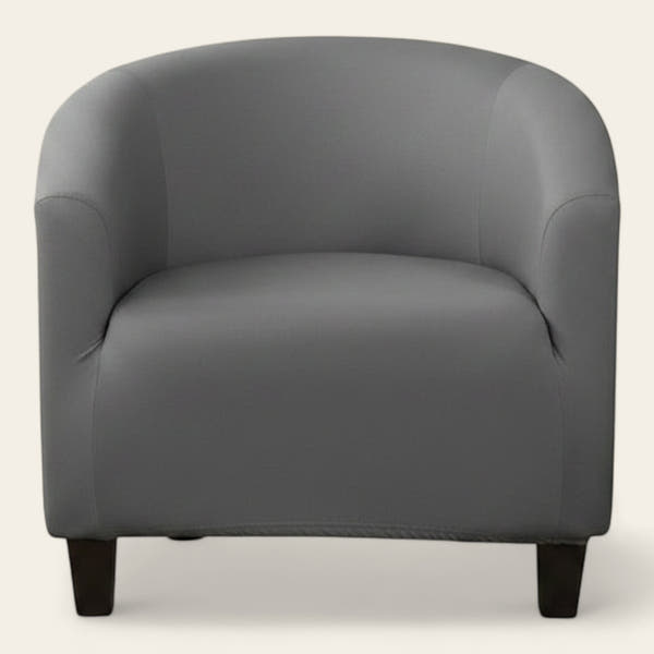 Tub Armchair Cover – Leather Look – Charcoal