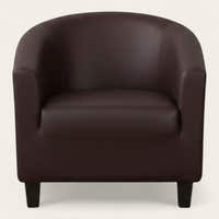 Tub Armchair Cover – Leather Look – Espresso