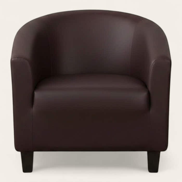 Tub Armchair Cover – Leather Look – Espresso