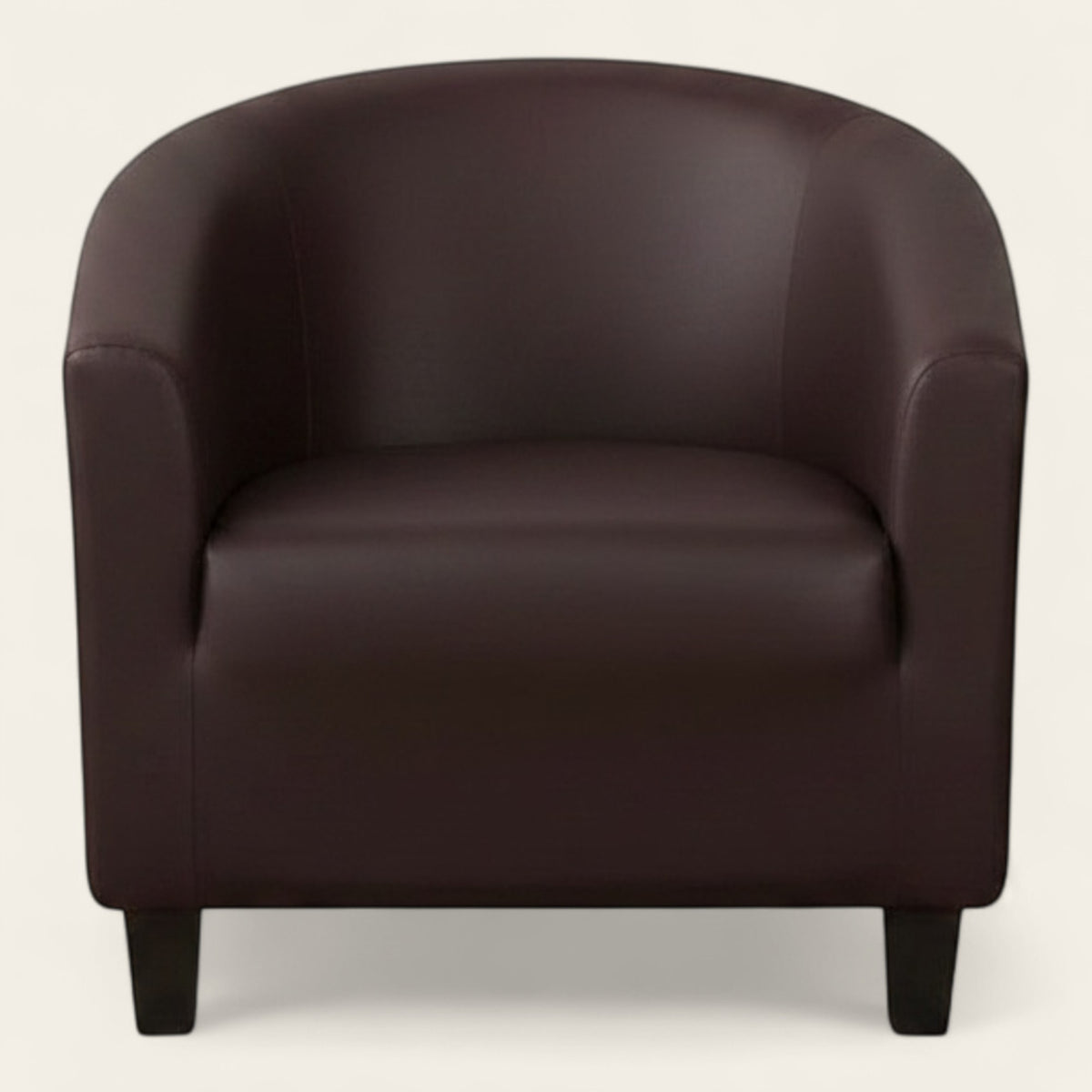 Tub Armchair Cover – Leather Look – Espresso
